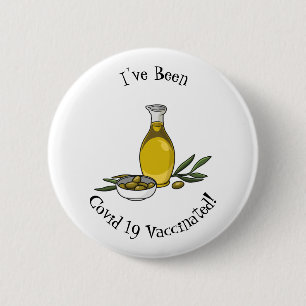 Olive oil cartoon illustration 2 inch round button