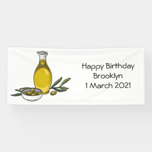 Olive oil cartoon illustration banner