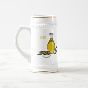 Olive oil cartoon illustration beer stein