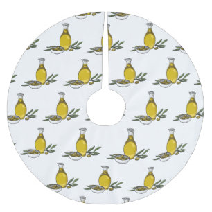 Olive oil cartoon illustration  brushed polyester tree skirt