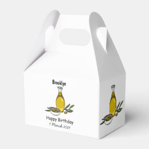 Olive oil cartoon illustration favor box