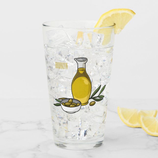 Olive oil cartoon illustration  glass (Back Ice)