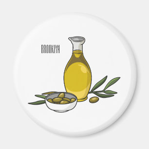 Olive oil cartoon illustration  magnet