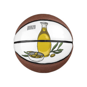 Olive oil cartoon illustration mini basketball