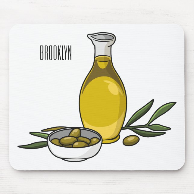 Olive oil cartoon illustration  mouse pad (Front)