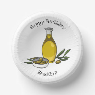 Olive oil cartoon illustration paper plate
