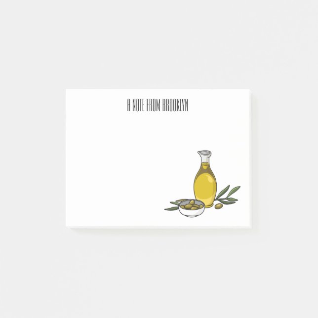 Olive oil cartoon illustration  post-it notes (Front)