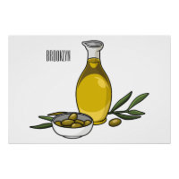 Olive oil cartoon illustration 