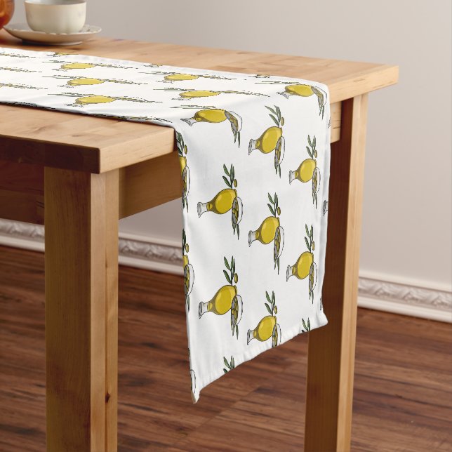 Olive oil cartoon illustration  short table runner (In Situ)