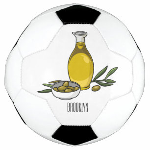 Olive oil cartoon illustration soccer ball