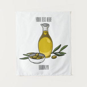 Olive oil cartoon illustration tapestry