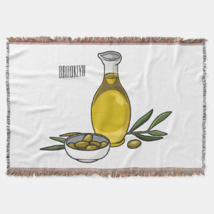Olive oil cartoon illustration throw blanket