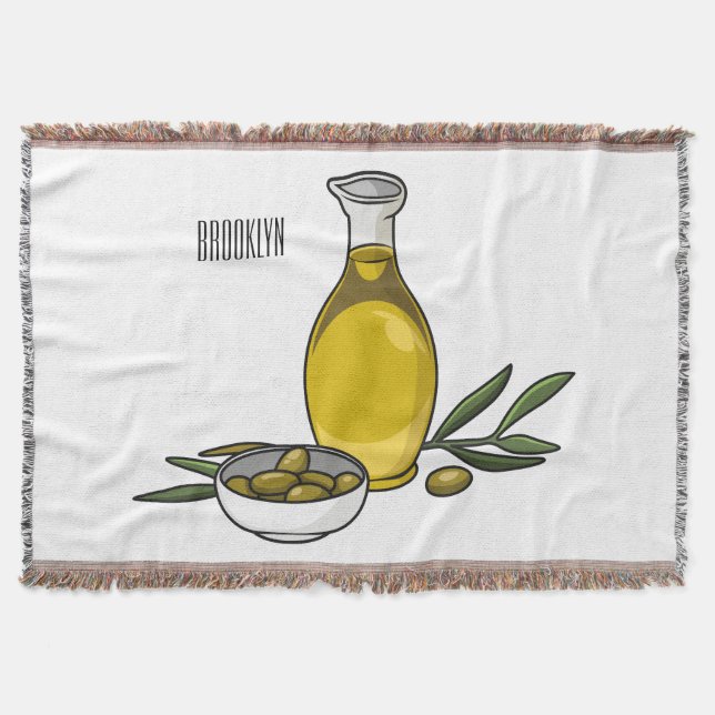 Olive oil cartoon illustration  throw blanket (Front)
