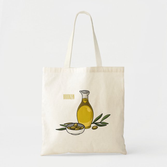 Olive oil cartoon illustration  tote bag (Front)