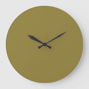 Olive Oil Green Solid Colour 2022 Trending Key Hue Large Clock