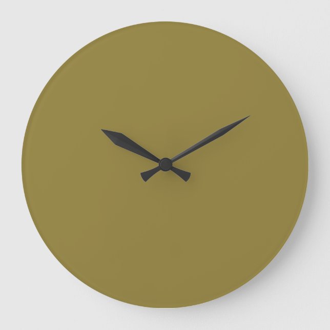 Olive Oil Green Solid Colour 2022 Trending Key Hue Large Clock (Front)