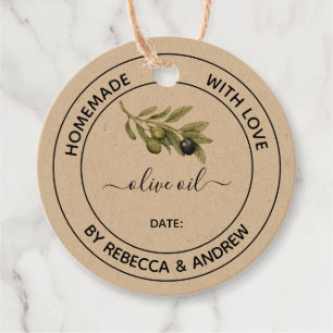 Olive Oil Kraft Colour with Vintage Illustration Favour Tags