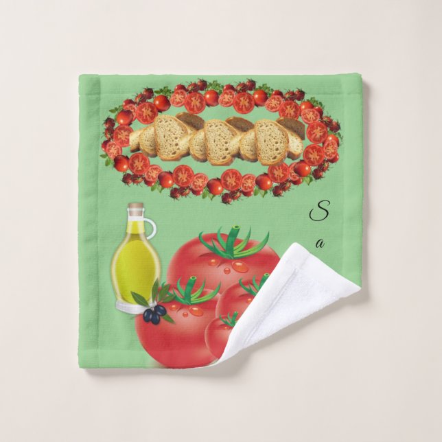 Olive Oil Tomato Bread Hands Bathroom Towel Sets (Wash Cloth)