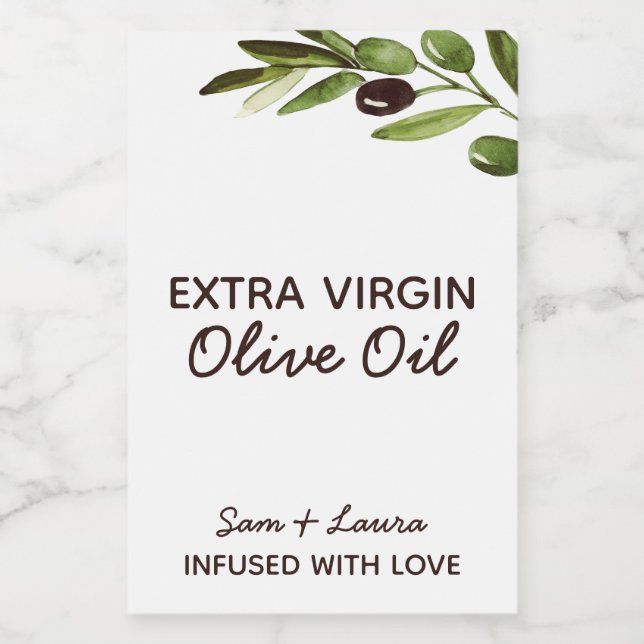 Olive Oil Wedding Favor Label Modern Rustic (Single Label)
