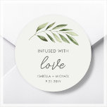 Olive Oil Wedding Favour Labels<br><div class="desc">Customizable minimalist modern olive oil wedding favour bottle labels. Featuring watercolor olive foliage on a light olive green background.</div>