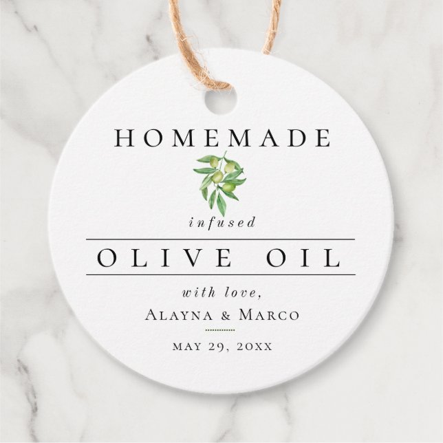 Olive Oil Wedding Favour Tags (Front)