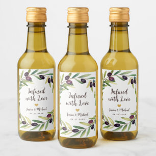 Olive Oil Wedding Favours Infused with Love Foliag Wine Label
