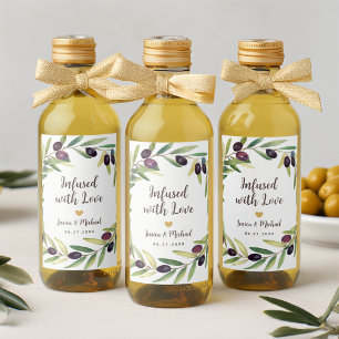 Olive Oil Wedding Favours Infused with Love Foliag Wine Label