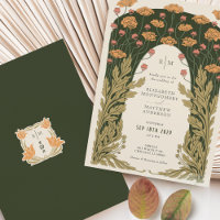 Olive & Orange Wedding Vintage Art Nouveau Floral