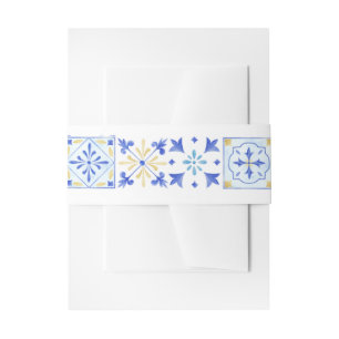 Olive Orchard Wedding Collection Blue Tile Belly B Invitation Belly Band