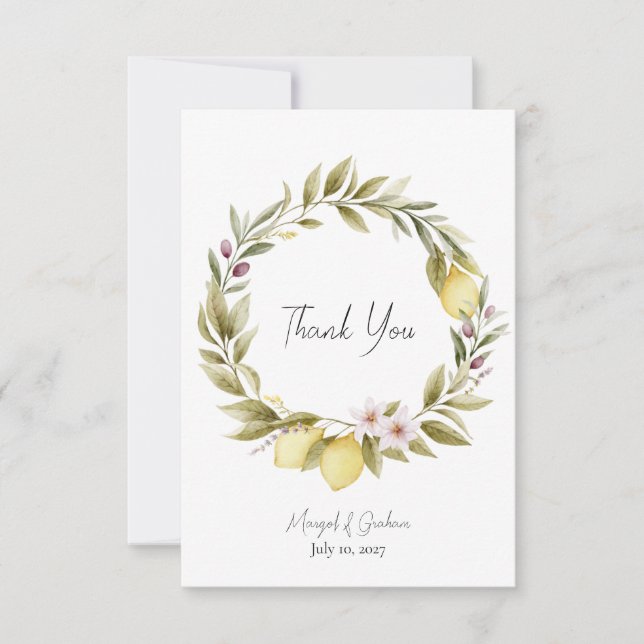 Olive Orchard Wedding Thank You Card (Front)