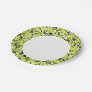 Olive Pattern Paper Plate