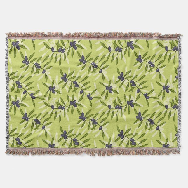 Olive Pattern Throw Blanket (Front)