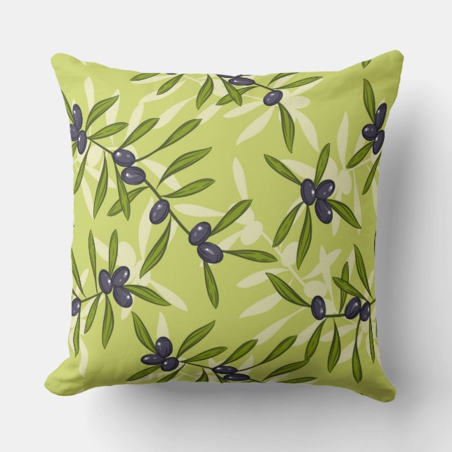 Olive Pattern Throw Pillow (Front)