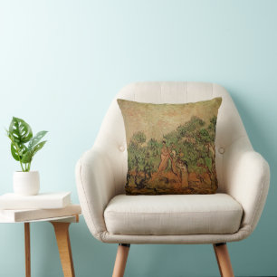 Olive Picking by Vincent van Gogh Throw Pillow