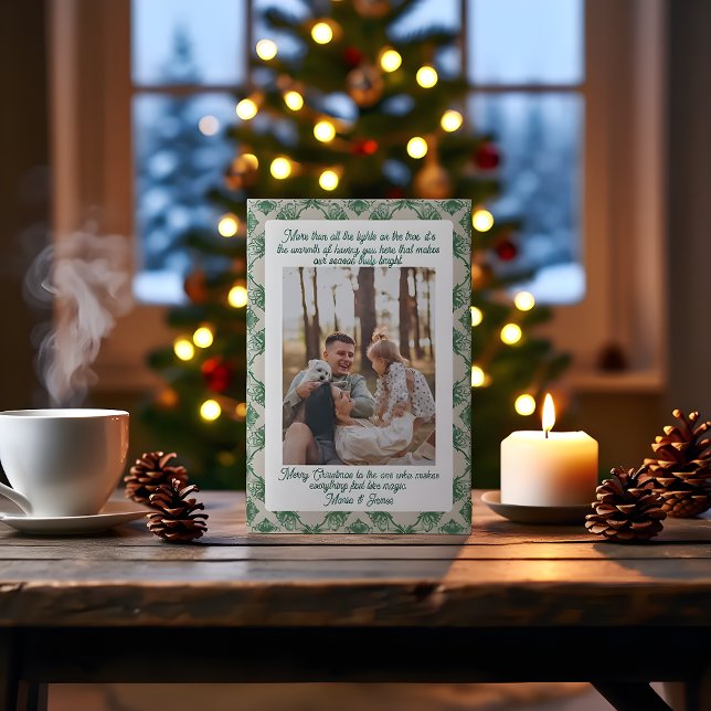 Olive Plaid Portrait  Photo Christmas Holiday Card (Creator Uploaded)