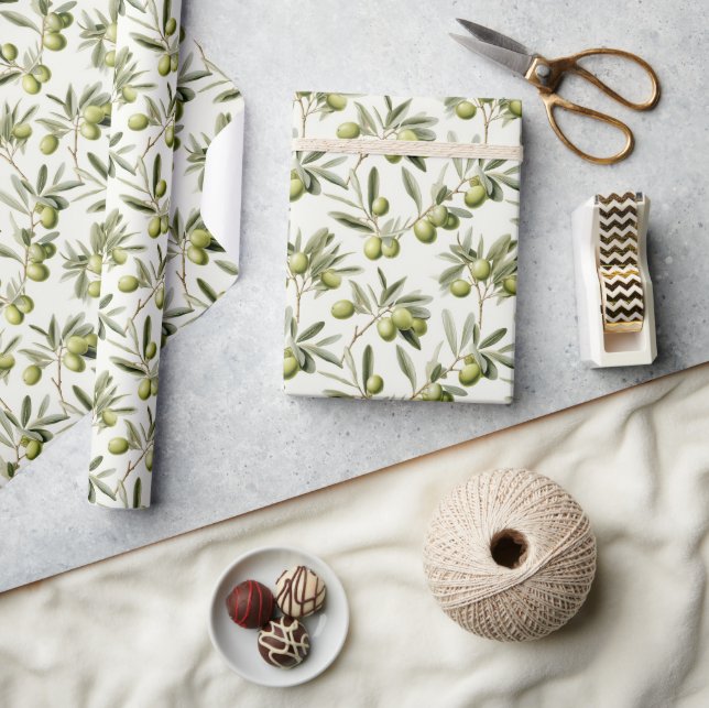 Olive Plant Branches: Nature-Inspired Design Wrapping Paper (Crafts)