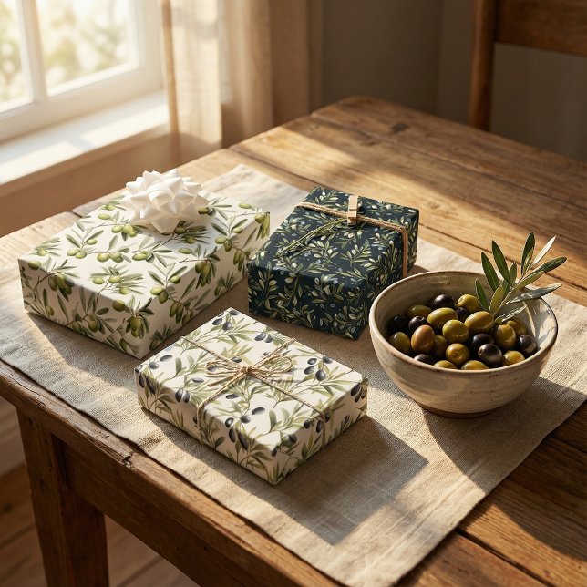 Olive Plant Branches: Nature-Inspired Design Wrapping Paper Sheet (Creator Uploaded)