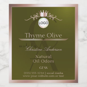 Olive Product Label Rose Gold Frame Logo Monogram