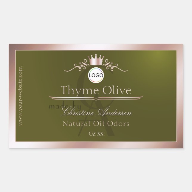 Olive Product Label Rose Gold Frame Logo Monogram (Front)
