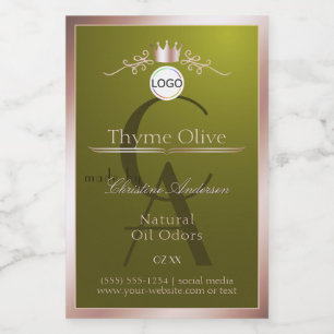 Olive Product Label Rose Gold Frame Logo Monogram
