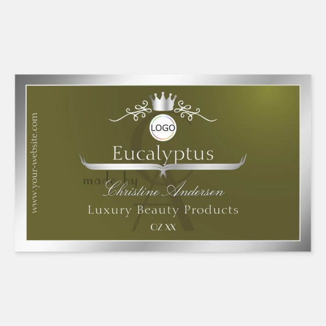 Olive Product Label Silver Frame Logo and Monogram (Front)