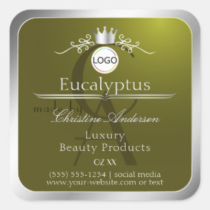 Olive Product Label Silver Frame Logo and Monogram