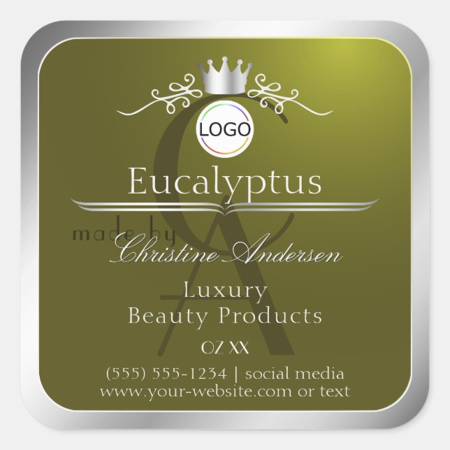 Olive Product Label Silver Frame Logo and Monogram (Front)