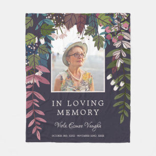 Olive Purple Greenery Photo In Loving Memory Fleece Blanket
