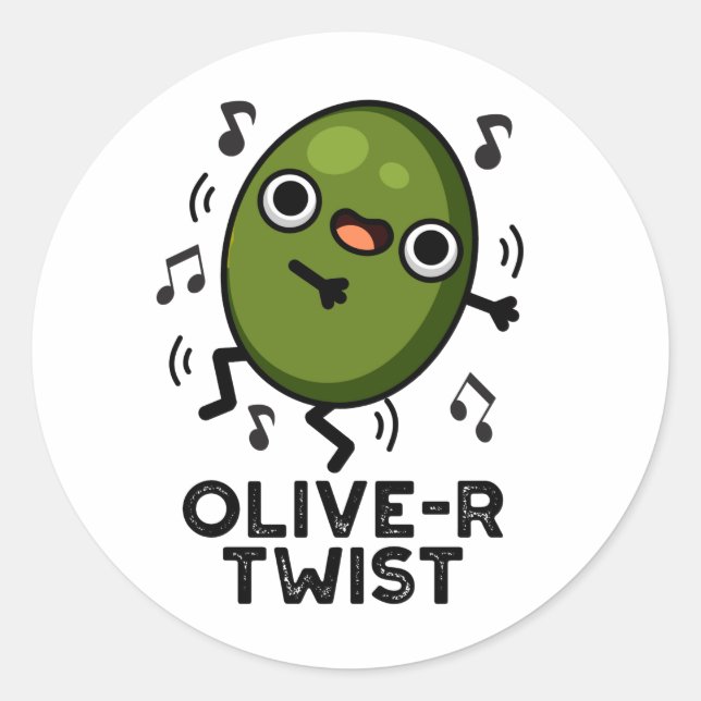 Olive-r Twist Funny Fruit Olive Pun  Classic Round Sticker (Front)