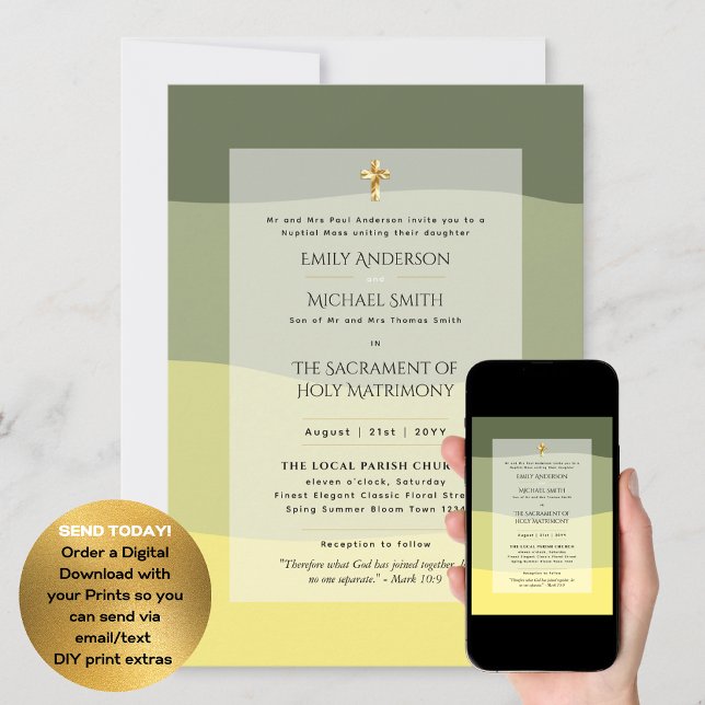 Olive Sage  Catholic Nuptial Mass Wedding Invitation (Creator Uploaded)