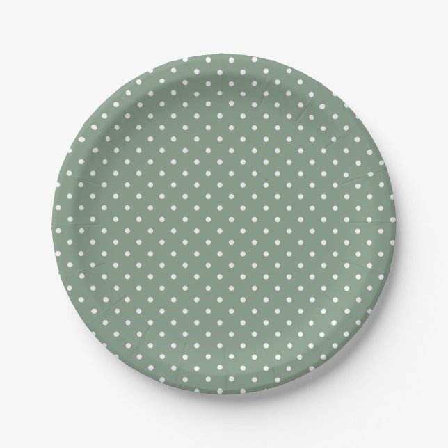 Olive Sage Confetti Paper Plate (Front)