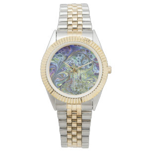 Olive sage green, purple blue burgundy abstract watch