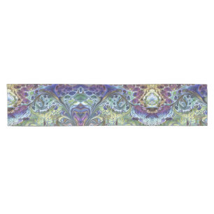 Olive sage green, purple blue Leafy abstract Short Table Runner
