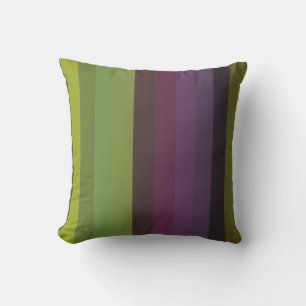 Olive, Sage & Plum Moody Vertical Stripes Throw Pillow